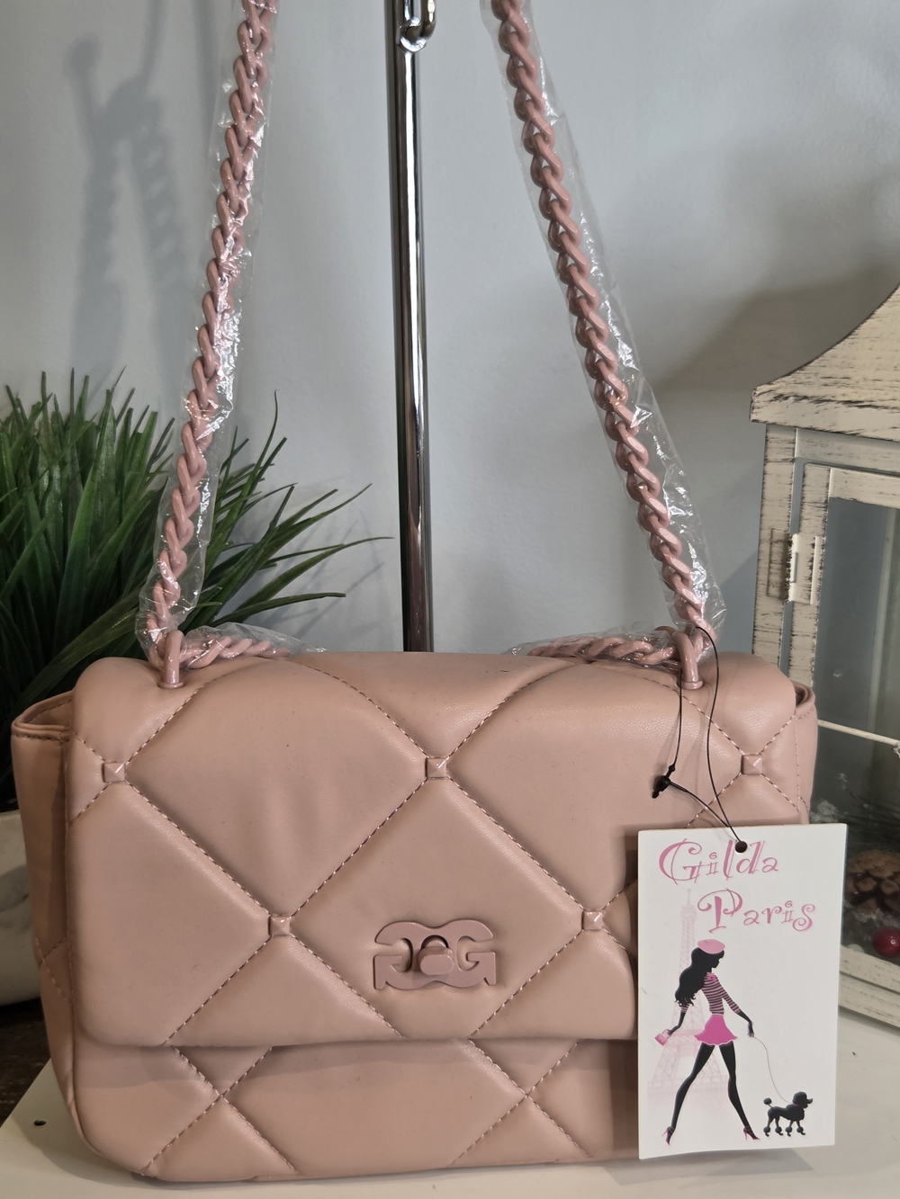 Gilda Paris Quilted Blush Shoulder Bag